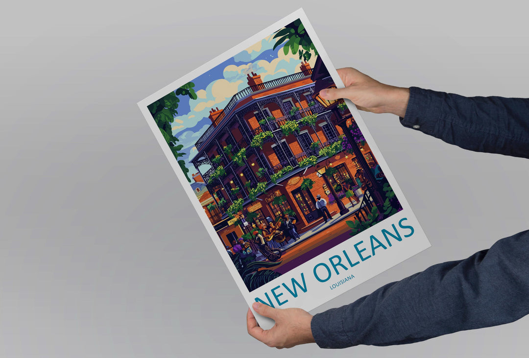 New Orleans French Quarter Travel Print French Quarter Wall Decor Louisiana French Quarter Art New Orleans Wall Art Poster Gift Jazz Lovers
