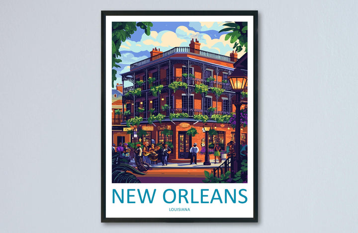 New Orleans French Quarter Travel Print French Quarter Wall Decor Louisiana French Quarter Art New Orleans Wall Art Poster Gift Jazz Lovers