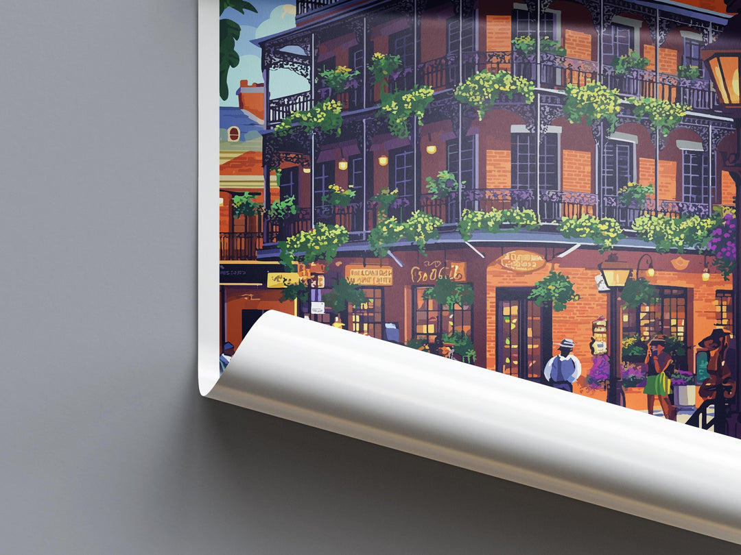 New Orleans French Quarter Travel Print French Quarter Wall Decor Louisiana French Quarter Art New Orleans Wall Art Poster Gift Jazz Lovers