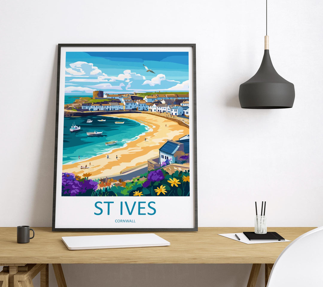 St Ives Travel Print Wall Art St Ives Wall Hanging Home Décor St Ives Gift Art Lovers Cornwall Art Lover Gift