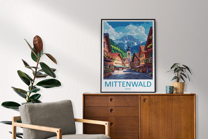 Mittenwald Travel Print Mittenwald Wall Decor Germany Mittenwald Art Mittenwald Wall Art Bavarian Alps Poster Gift Mittenwald Poster Bavaria