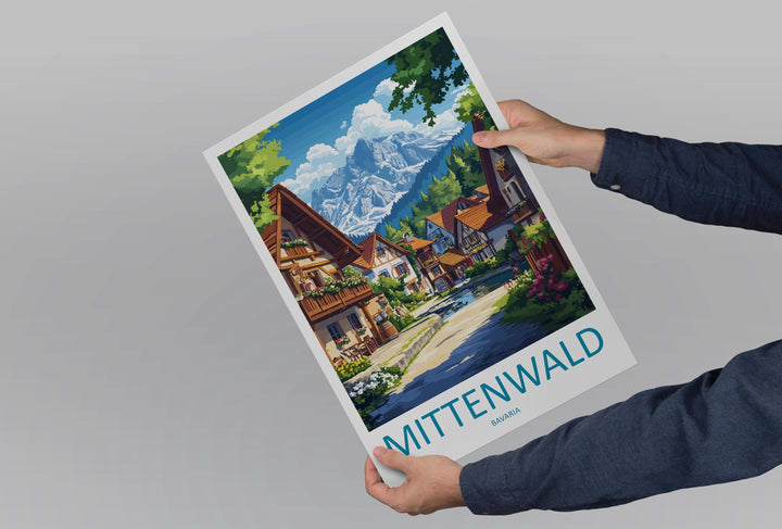 Mittenwald Travel Print Mittenwald Wall Decor Germany Mittenwald Art Mittenwald Wall Art Bavarian Alps Poster Gift Mittenwald Poster Bavaria