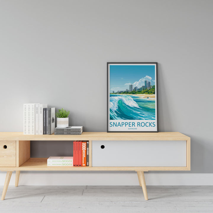 Snapper Rocks Travel Print Snapper Rocks Wall Decor Australia Snapper Rocks Art Snapper Rocks Wall Art Queensland Poster Gift for Surf Lover