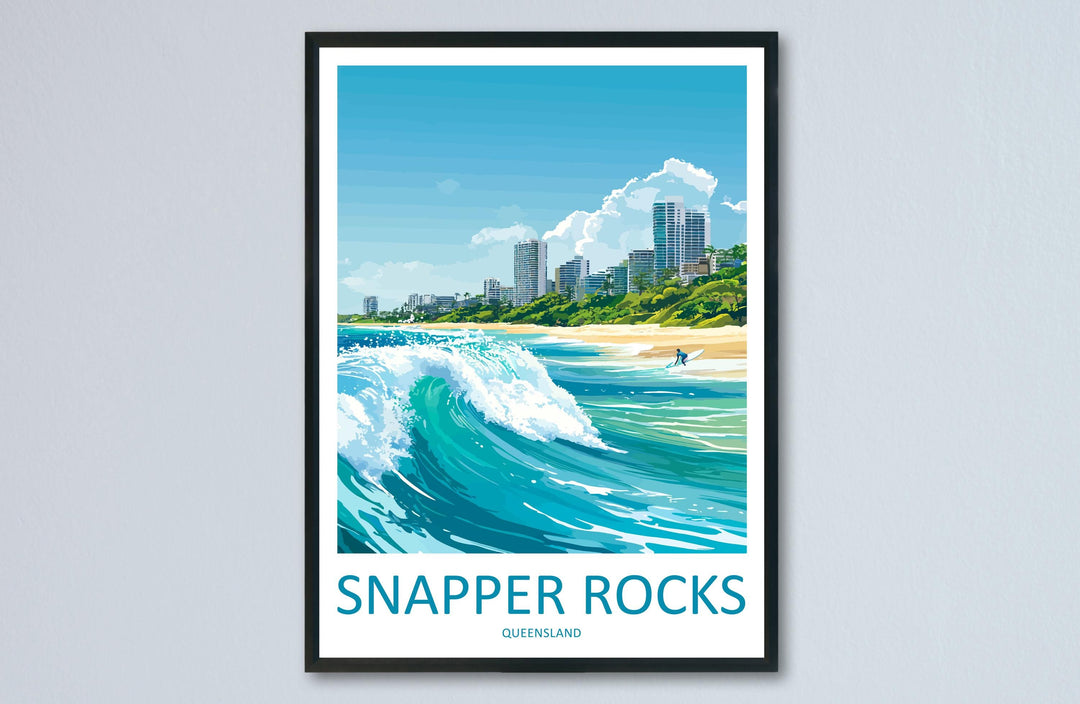 Snapper Rocks Travel Print Snapper Rocks Wall Decor Australia Snapper Rocks Art Snapper Rocks Wall Art Queensland Poster Gift for Surf Lover
