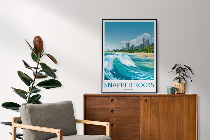 Snapper Rocks Travel Print Snapper Rocks Wall Decor Australia Snapper Rocks Art Snapper Rocks Wall Art Queensland Poster Gift for Surf Lover