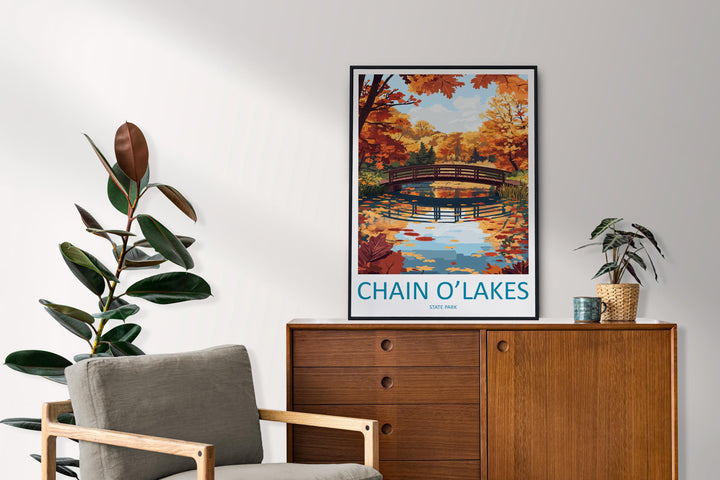 Chain O’Lakes State Park Travel Print Chain O’Lakes Wall Decor Illinois Chain O’Lakes Art Chain O’Lakes Wall Art Illinois Poster Gift