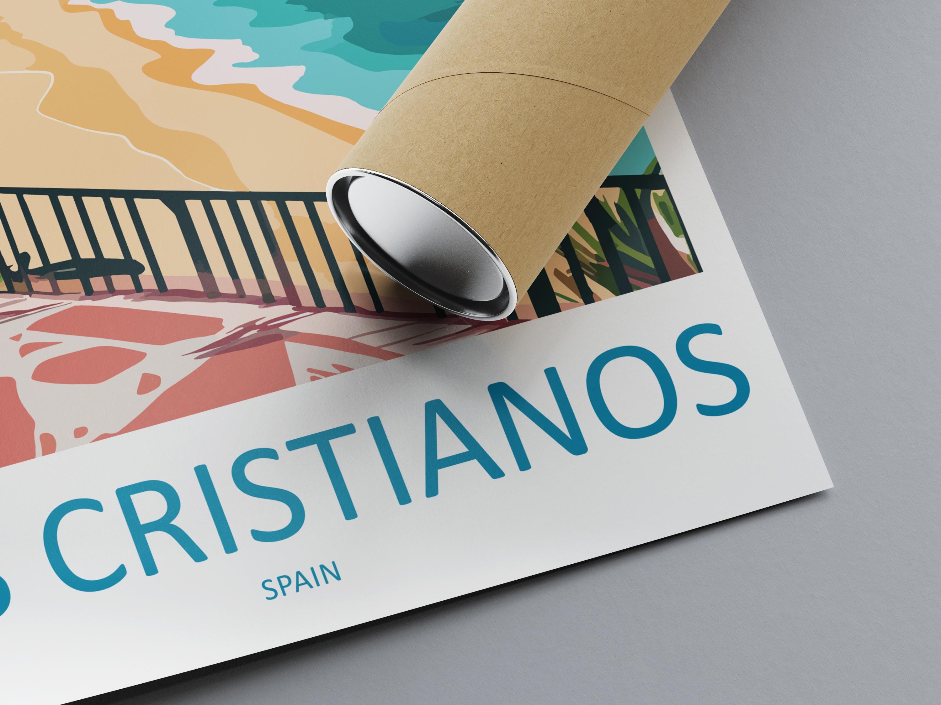 Los Cristianos Travel Print Los Cristianos Wall Decor Spain Los Cristianos Art Los Cristianos Wall Art Tenerife Poster Gift for Beach Lovers