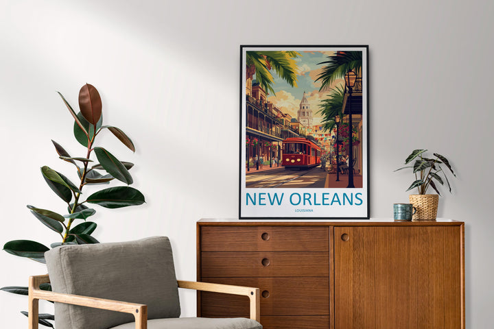 New Orleans French Quarter Travel Print French Quarter Wall Decor Louisiana French Quarter Art New Orleans Wall Art Poster Gift Jazz Lovers
