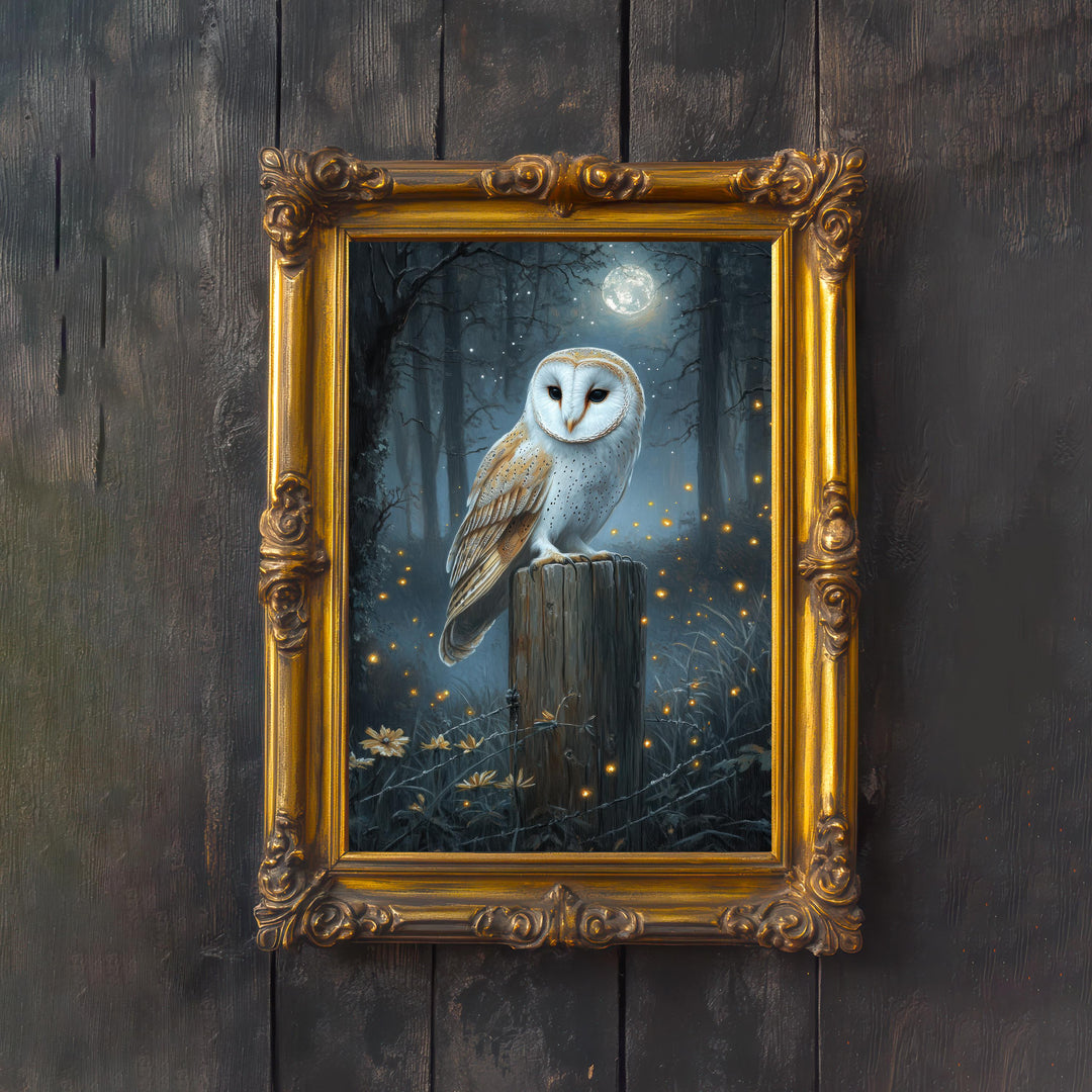 Vintage Owl Print, Cottagecore Woodland Animal Art