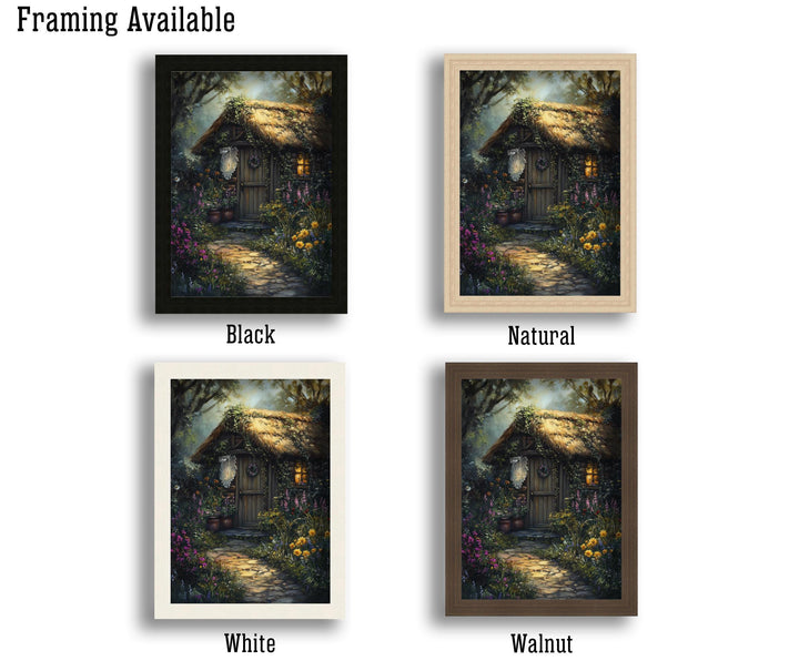 Vintage Witch Cottage Art Print, Gothic Academia Decor