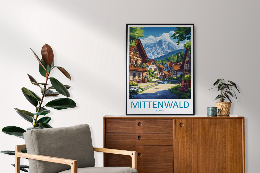 Mittenwald Travel Print Mittenwald Wall Decor Germany Mittenwald Art Mittenwald Wall Art Bavarian Alps Poster Gift Mittenwald Poster Bavaria