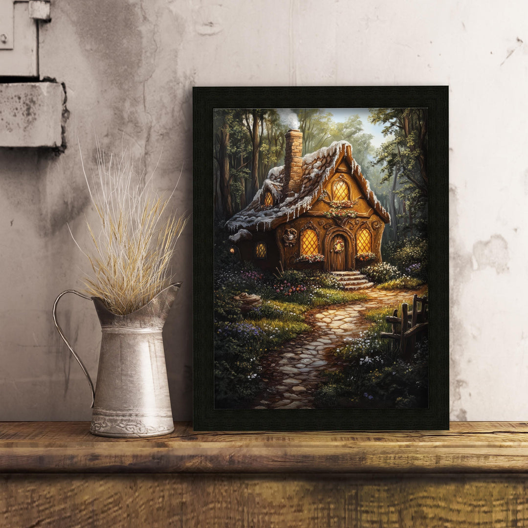 Gingerbread House Print, Vintage Cottagecore Fairy Tale Art