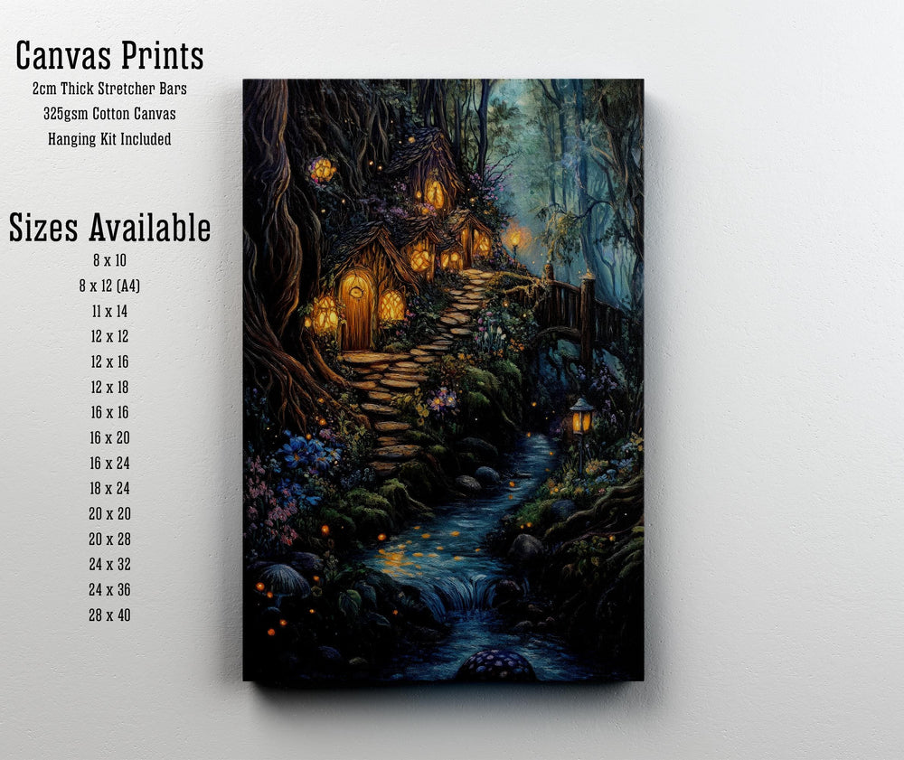 Vintage Fairy Village Art Print: Cottagecore Fantasy Poster