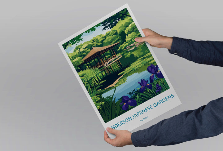 Anderson Japanese Gardens Travel Print Anderson Gardens Wall Decor Illinois Anderson Gardens Art Anderson Japanese Gardens Wall Art Poster