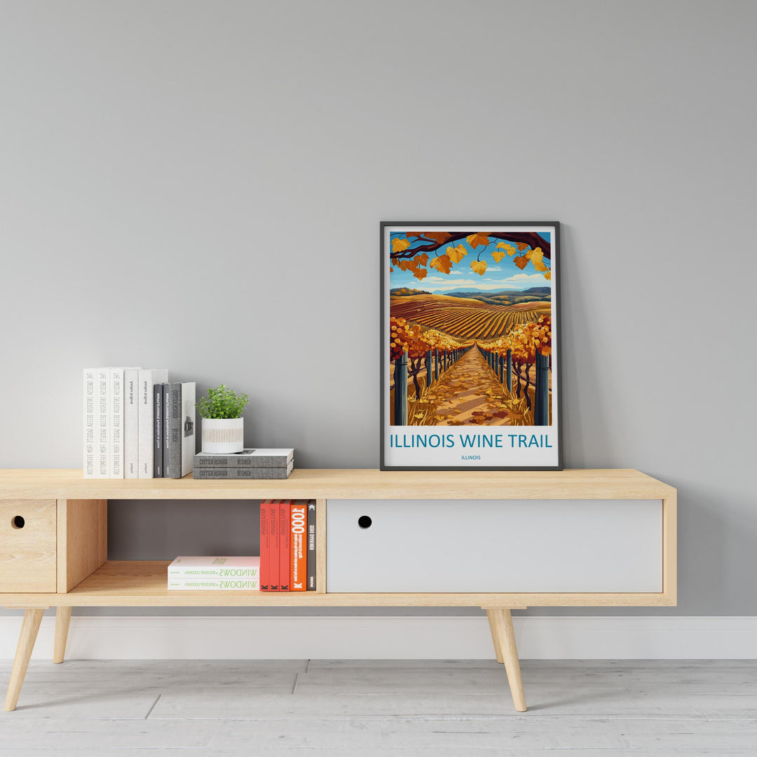 Southern Illinois Wine Trail Travel Print Southern Illinois Wall Decor Illinois Wine Trail Art Illinois Wall Art Poster Gift for Wine Lovers