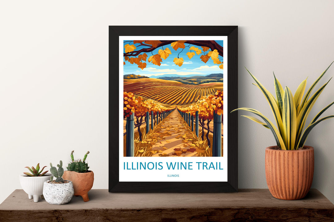 Southern Illinois Wine Trail Travel Print Southern Illinois Wall Decor Illinois Wine Trail Art Illinois Wall Art Poster Gift for Wine Lovers