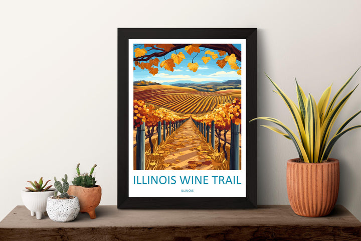 Southern Illinois Wine Trail Travel Print Southern Illinois Wall Decor Illinois Wine Trail Art Illinois Wall Art Poster Gift for Wine Lovers