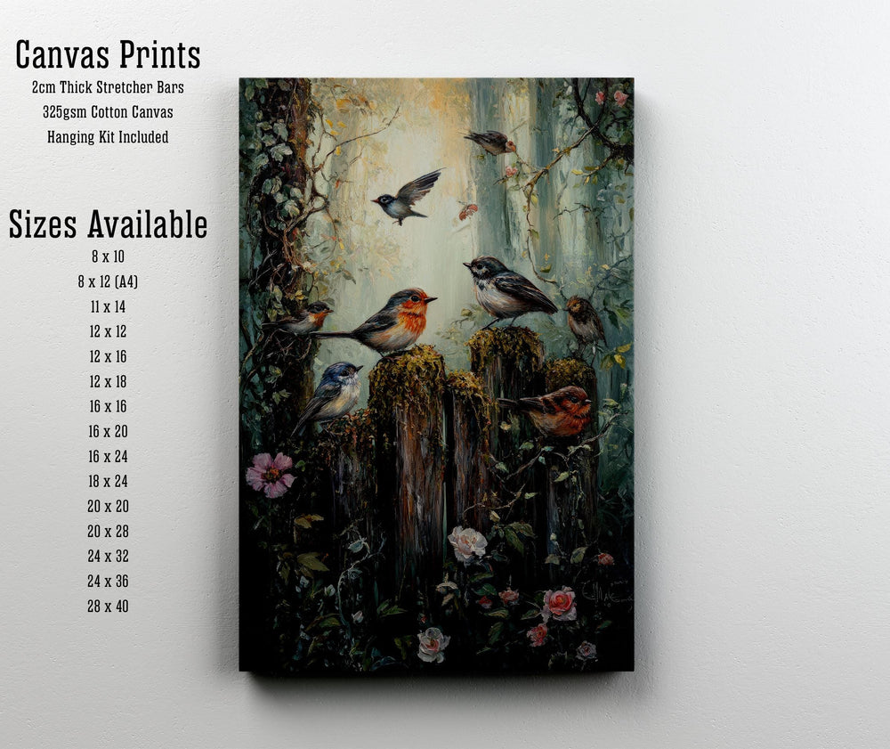 Vintage Singing Birds Print, Woodland Animal Art, Cottagecore Decor