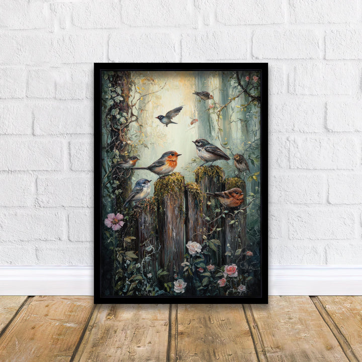 Vintage Singing Birds Print, Woodland Animal Art, Cottagecore Decor