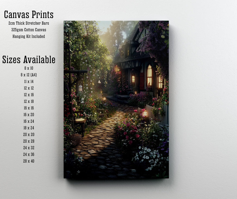 Vintage Fairy Village Print – Cottagecore Fantasy Wall Decor