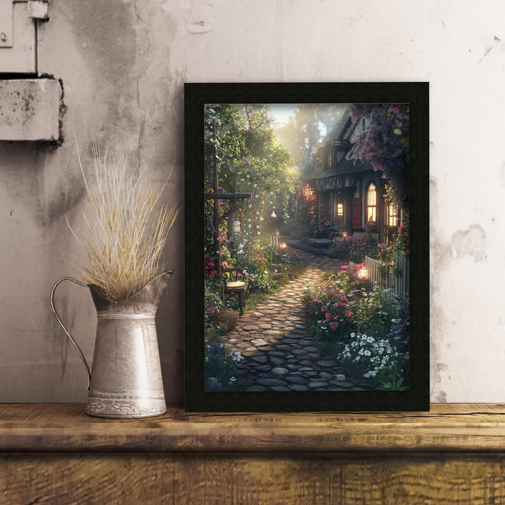 Vintage Fairy Village Print – Cottagecore Fantasy Wall Decor