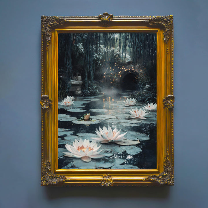Frog Pond Vintage Art Print: Dark Academia, Cottagecore Decor