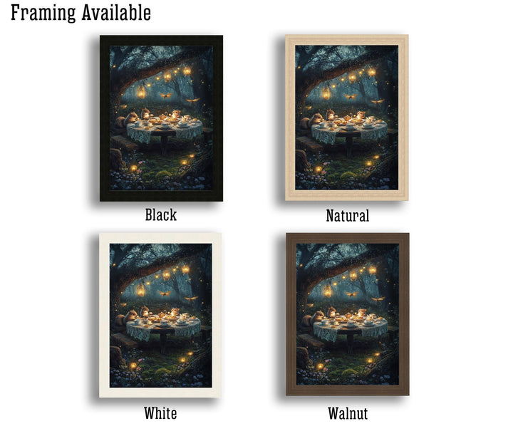 Animal Tea Party Print, Vintage Cottagecore Woodland Wall Art