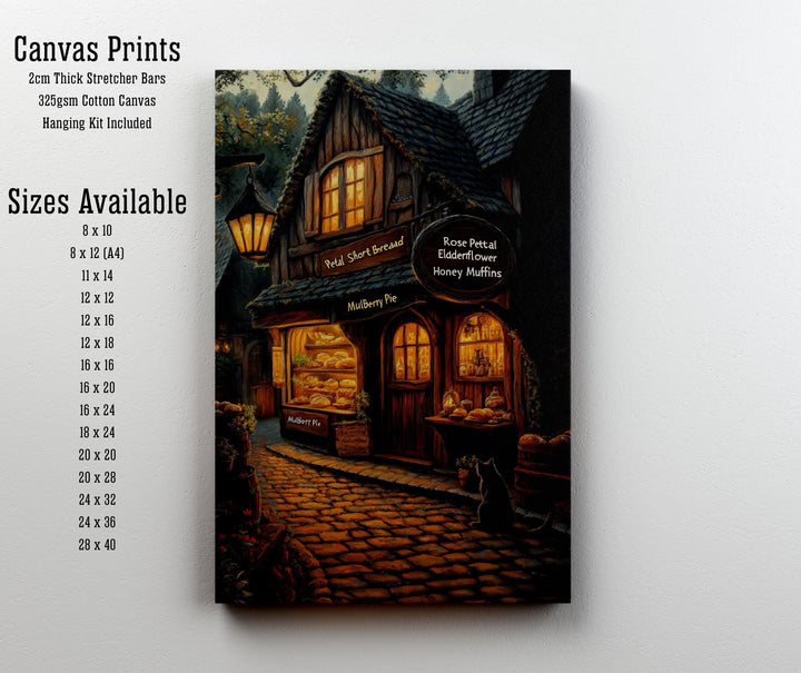 Witch's Bakery Print | Vintage Cottagecore Illustration