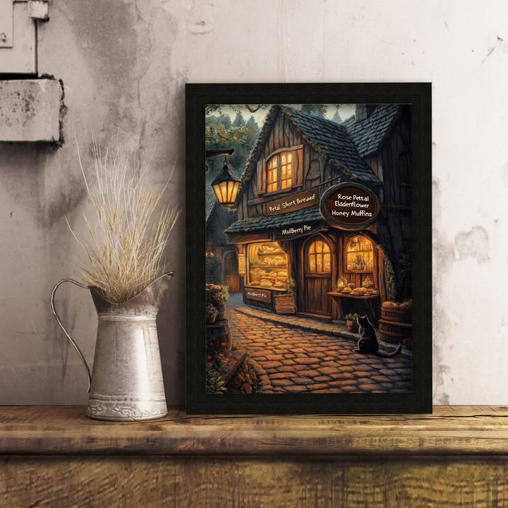 Witch's Bakery Print | Vintage Cottagecore Illustration
