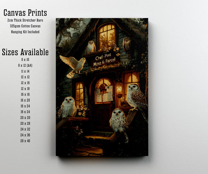 Owl Post Cottage Print, Vintage Witchy Dark Academia Wall Art