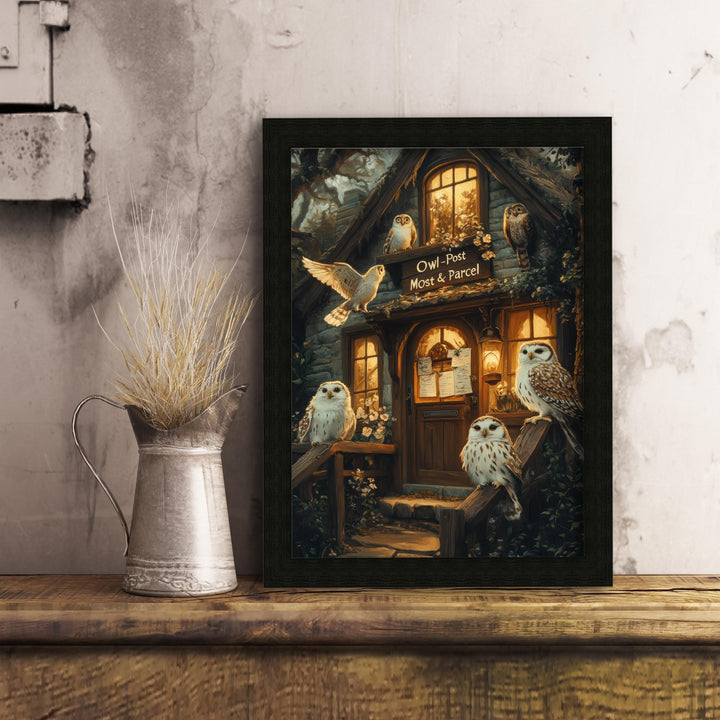 Owl Post Cottage Print, Vintage Witchy Dark Academia Wall Art