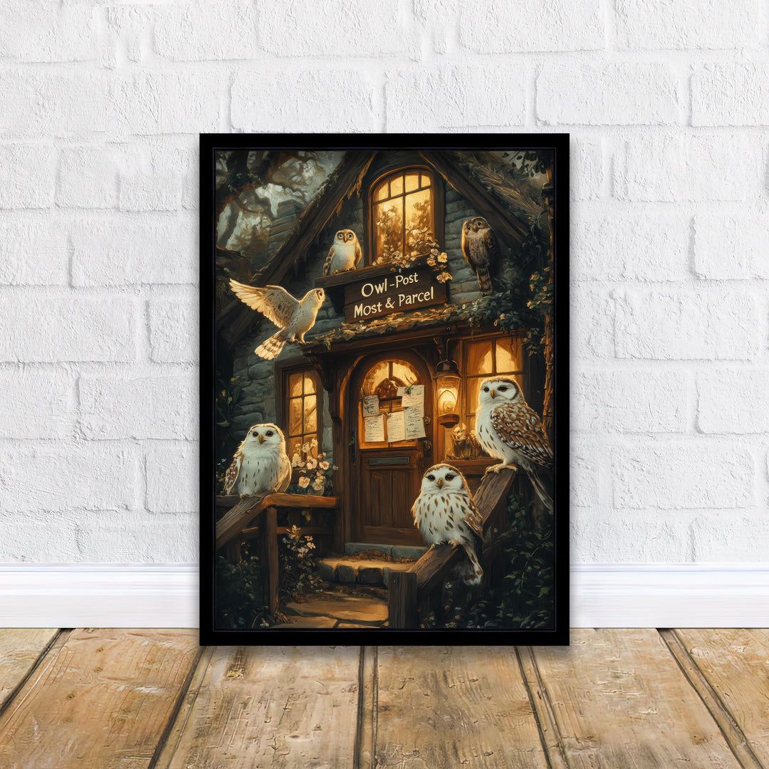 Owl Post Cottage Print, Vintage Witchy Dark Academia Wall Art