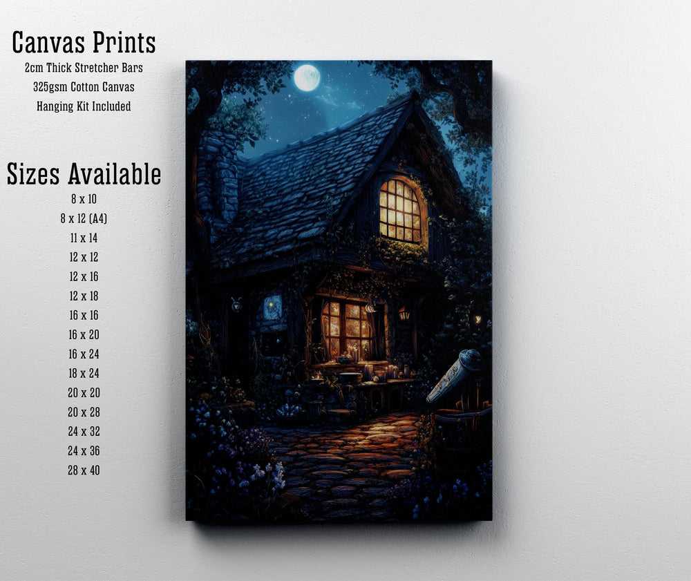 Cottagecore Print: Moonlight Spells, Vintage Witchy Decor