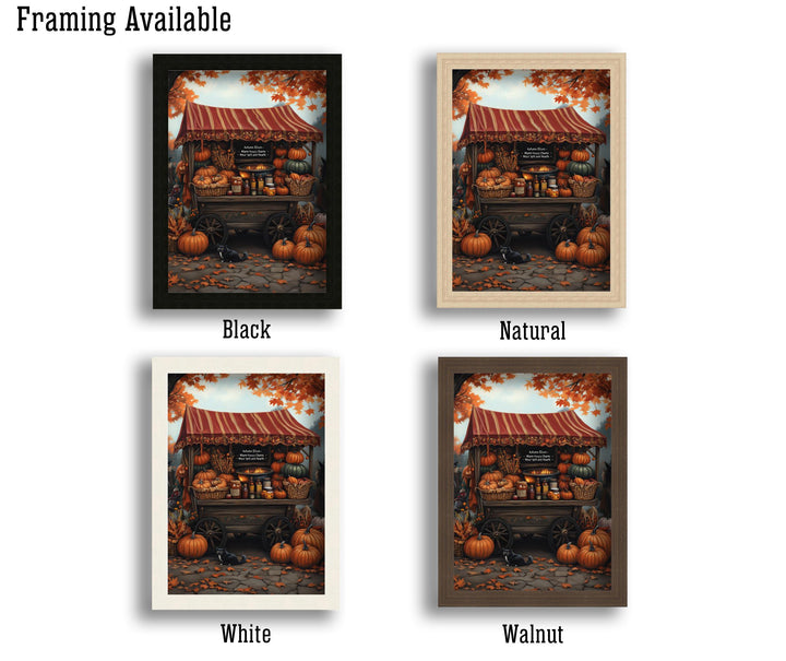 Witch's Pumpkin Wagon Print, Vintage Autumn Cottagecore Wall Art