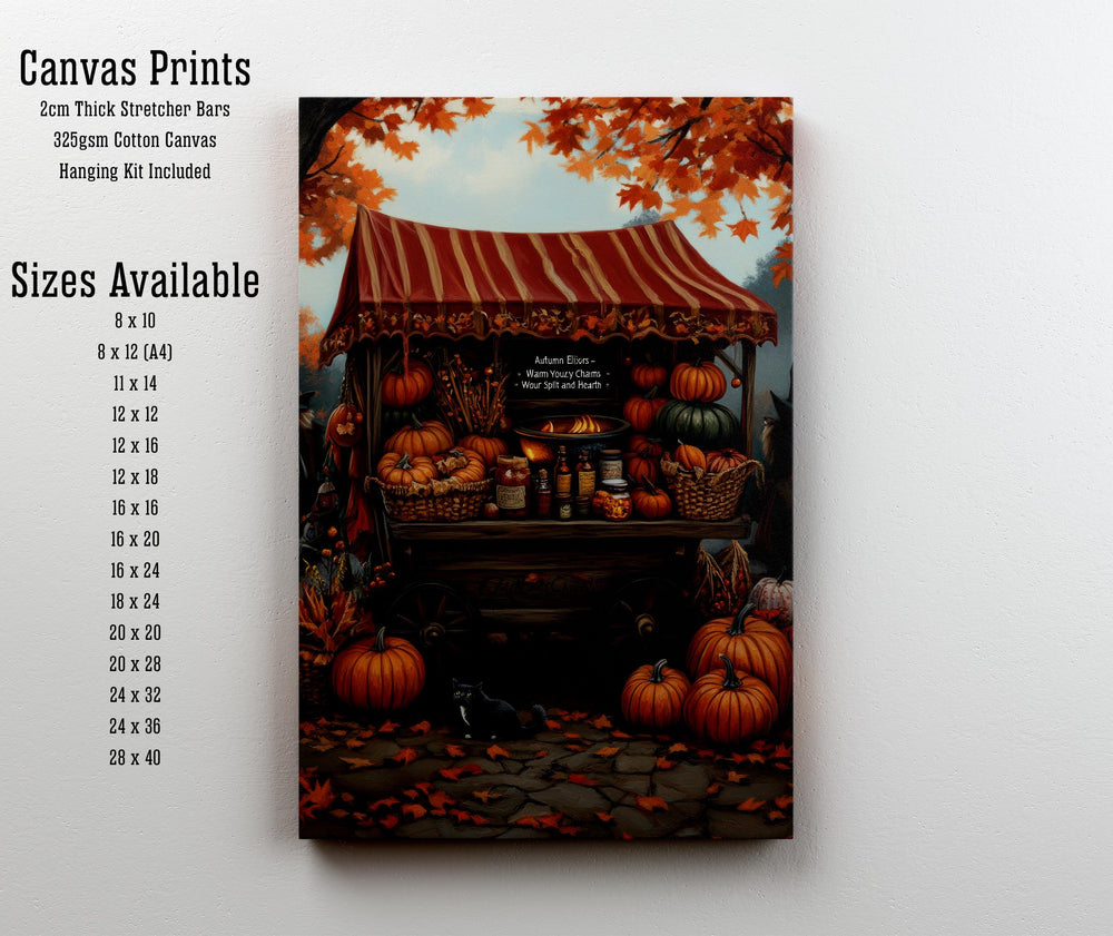 Witch's Pumpkin Wagon Print, Vintage Autumn Cottagecore Wall Art
