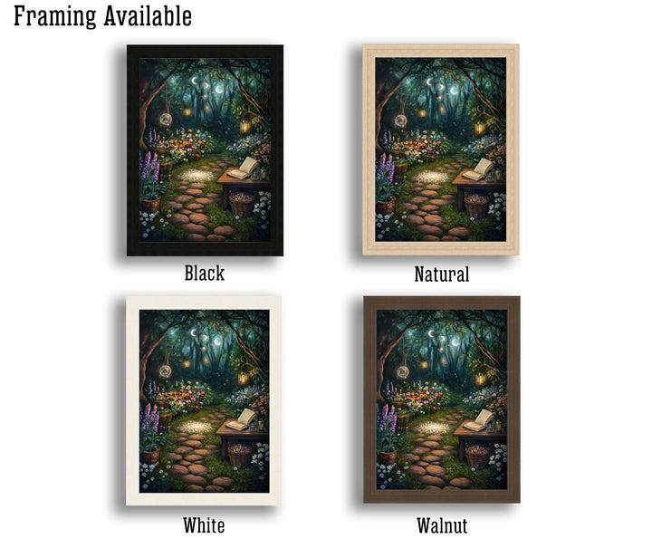 Wildflower Spell Garden Print, Vintage Witchy Cottagecore Wall Art