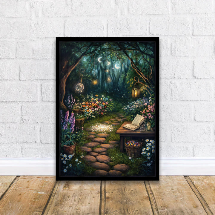 Wildflower Spell Garden Print, Vintage Witchy Cottagecore Wall Art
