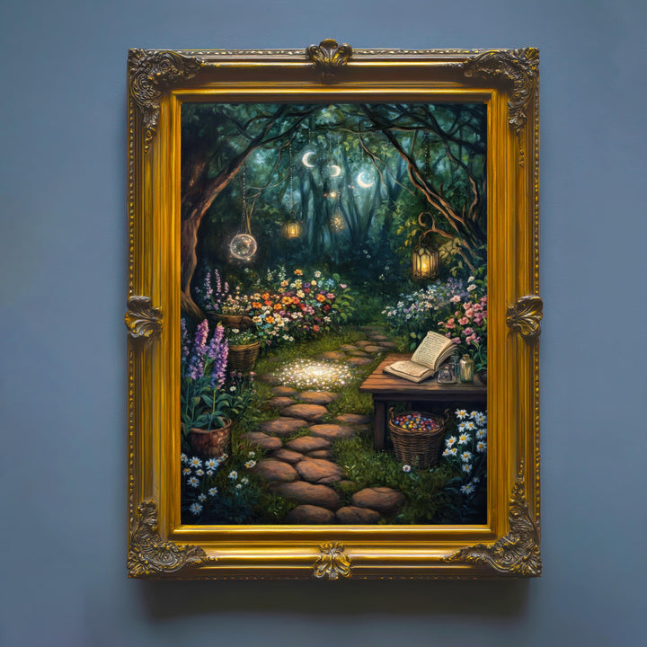 Wildflower Spell Garden Print, Vintage Witchy Cottagecore Wall Art