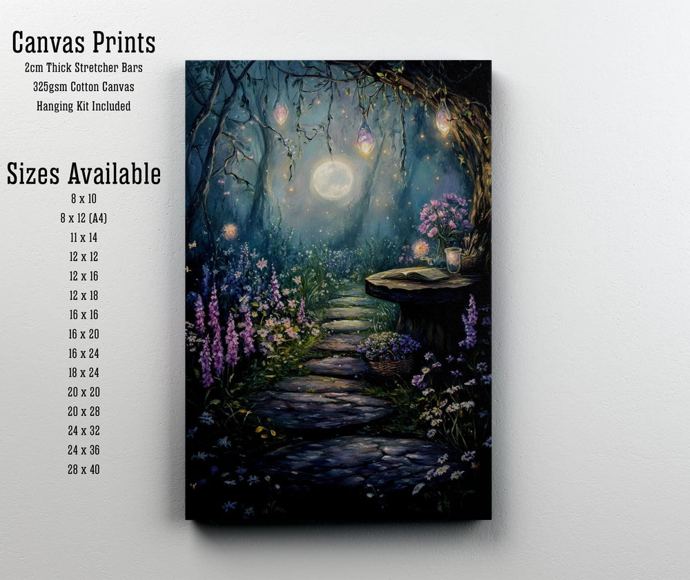 Cottagecore Night Garden Print, Vintage Witchy Moonlit Art
