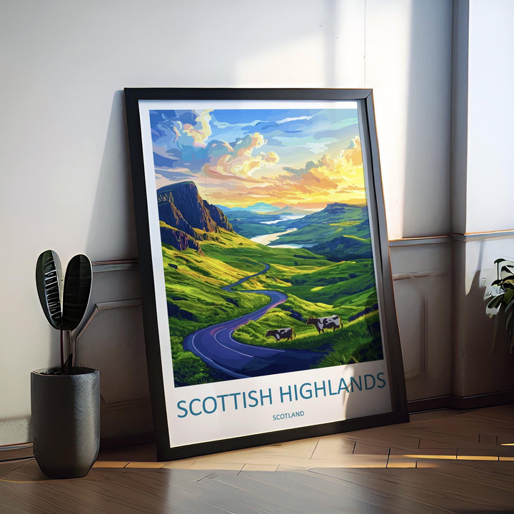 Scottish Highlands Print Scotland Wall Art Mountain Landscape Poster Nature Decor Gift for Hiker Lover Highlands Travel Art Print