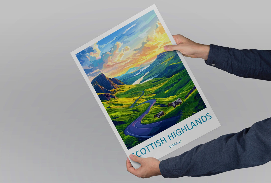 Scottish Highlands Print Scotland Wall Art Mountain Landscape Poster Nature Decor Gift for Hiker Lover Highlands Travel Art Print