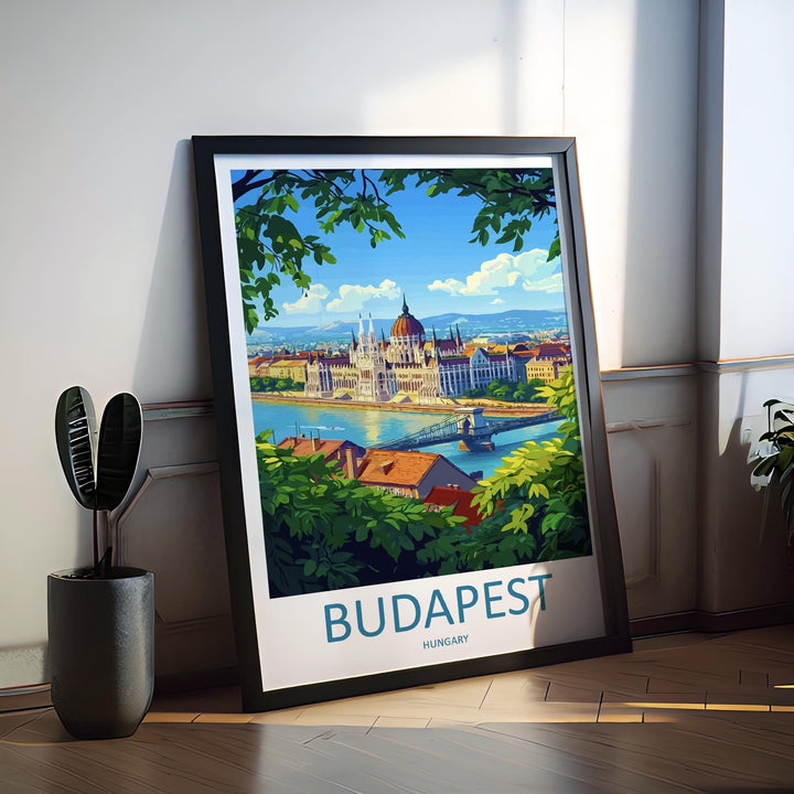 Budapest Travel Print Hungary Wall Art Cityscape Poster Danube River Decor Gift for Architecture Lover European Landscape Art