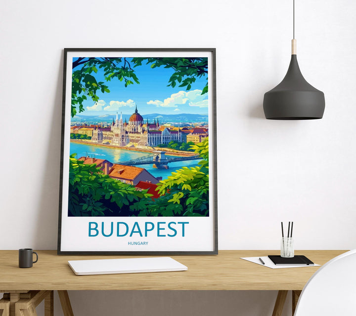 Budapest Travel Print Hungary Wall Art Cityscape Poster Danube River Decor Gift for Architecture Lover European Landscape Art