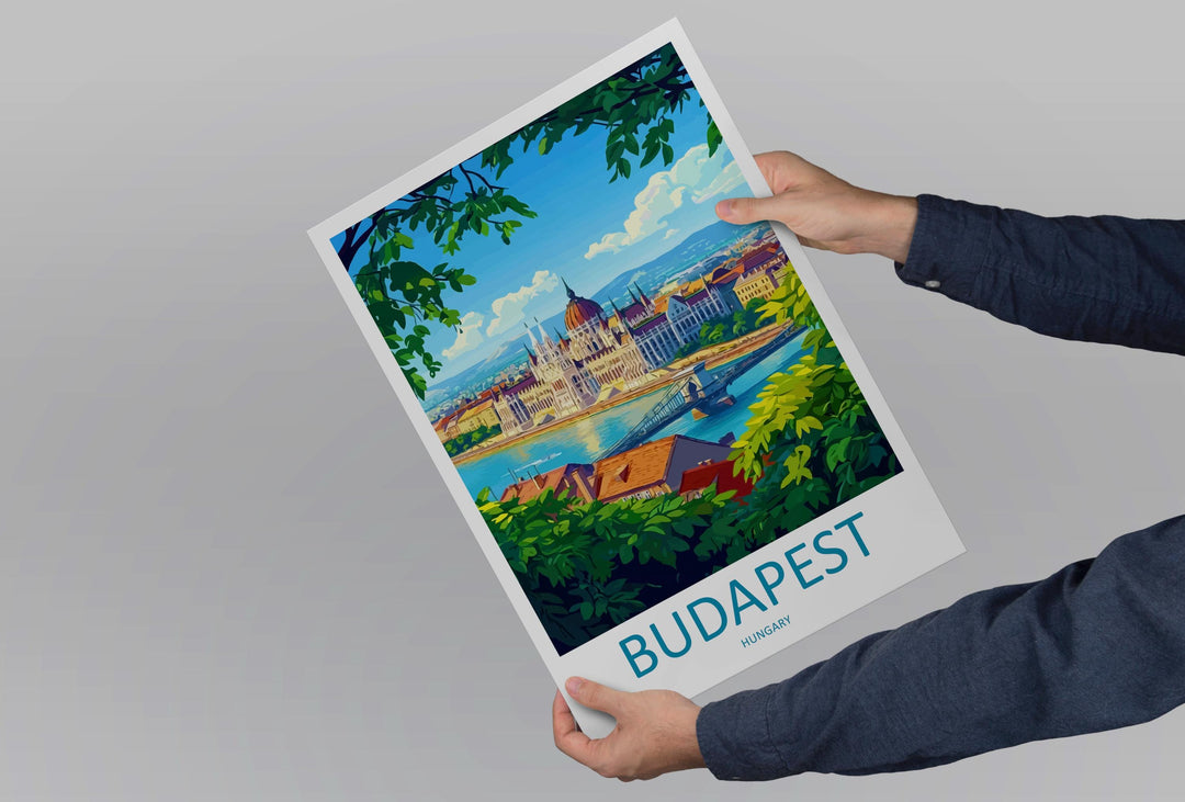 Budapest Travel Print Hungary Wall Art Cityscape Poster Danube River Decor Gift for Architecture Lover European Landscape Art