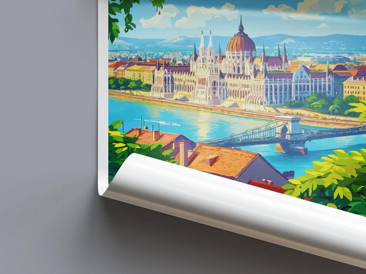 Budapest Travel Print Hungary Wall Art Cityscape Poster Danube River Decor Gift for Architecture Lover European Landscape Art