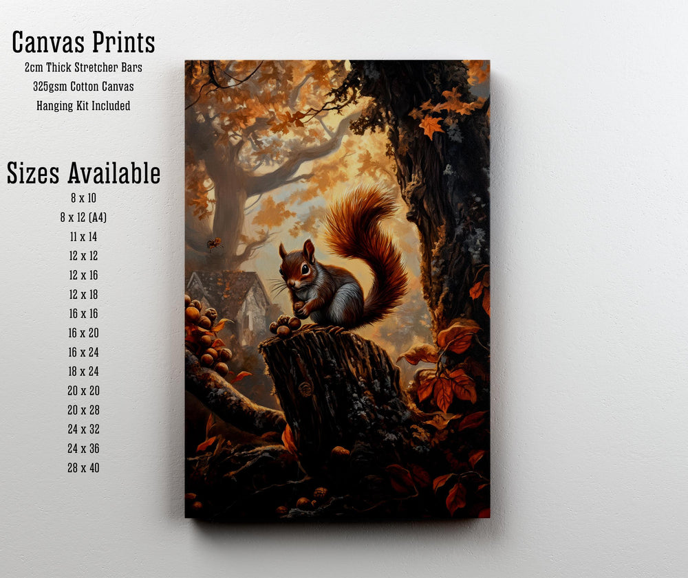 Squirrel Cottagecore Art Print, Vintage Woodland Animal Poster