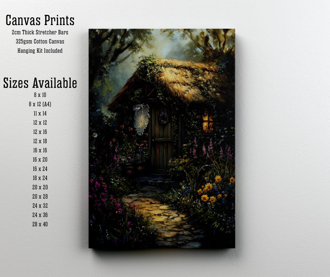 Vintage Witch Cottage Art Print, Gothic Academia Decor