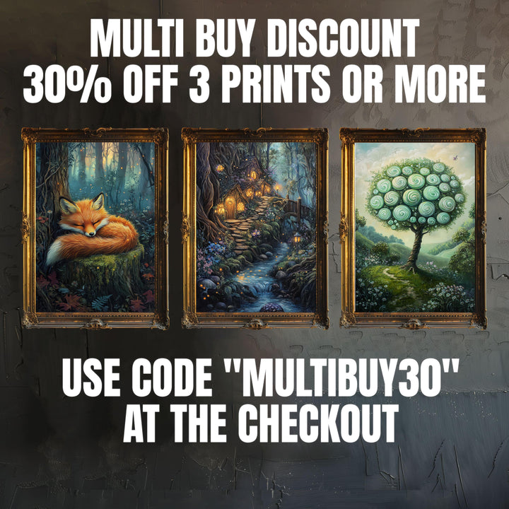 Mushroom Library Print, Vintage Enchanted Forest Art