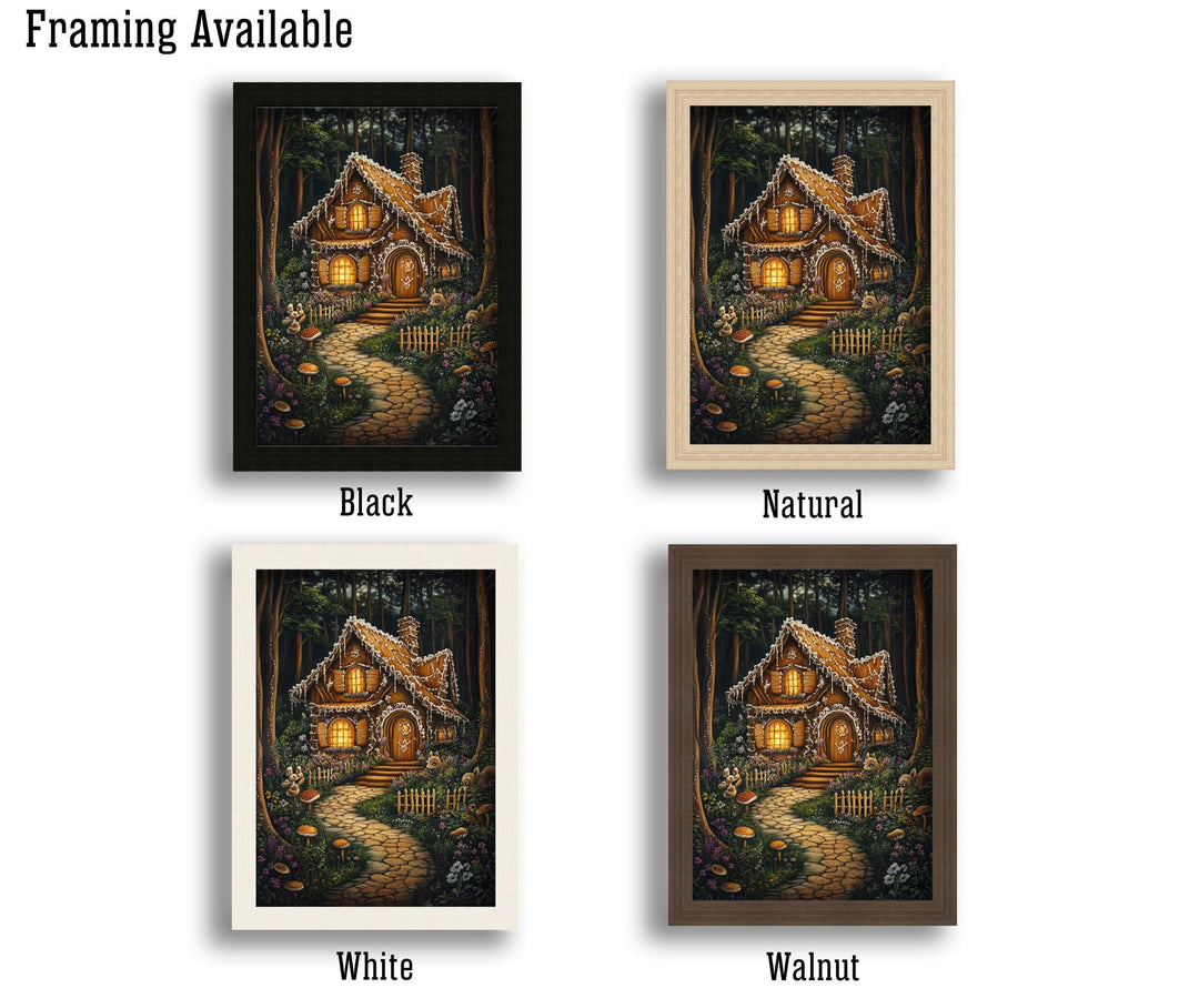 Gingerbread House Print, Vintage Fairy Tale Cottagecore Decor