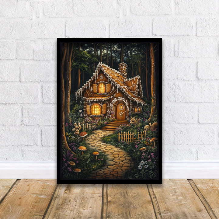 Gingerbread House Print, Vintage Fairy Tale Cottagecore Decor